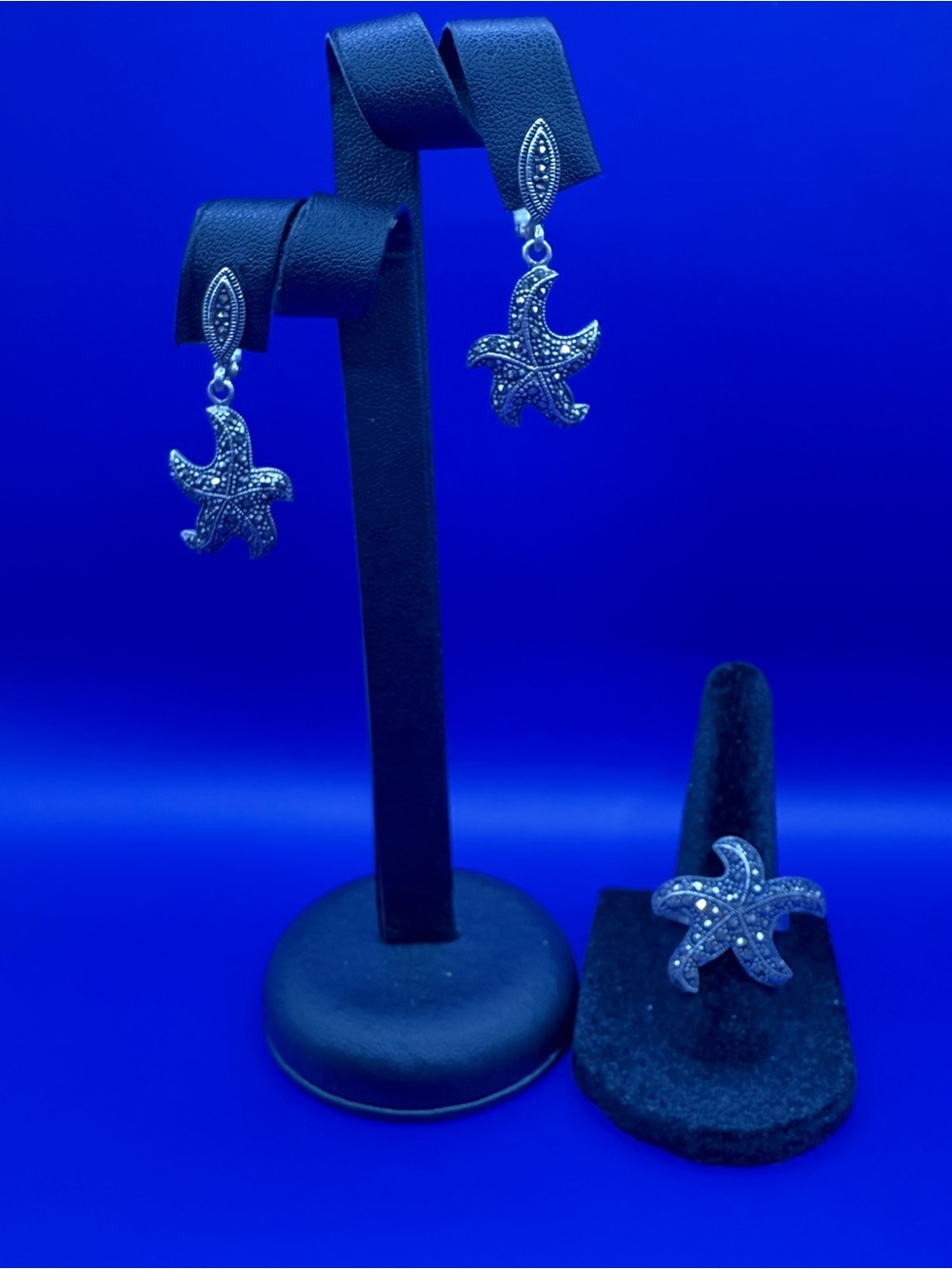 Starfish Dangle Earrings in Silver Tone